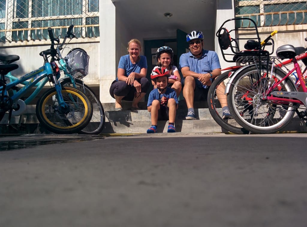 family biking